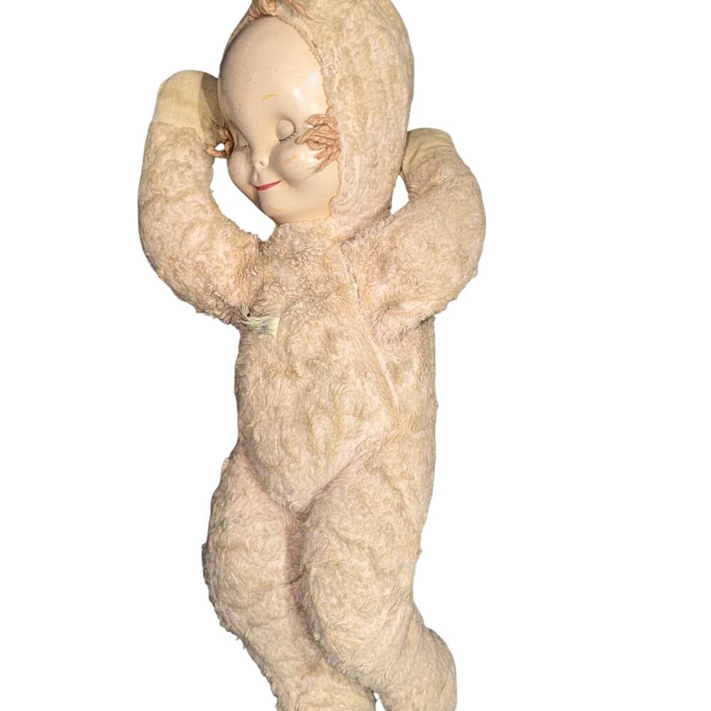 Knickerbocker Sleepy Head Rubber Face Girl Doll 1950s Pink‎